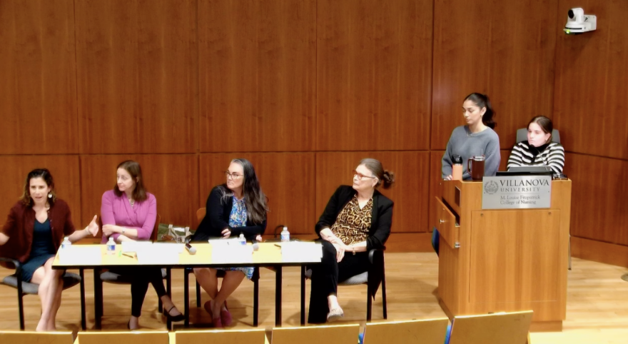 This week, Villanova’s Political Science and Gender and Women’s Studies Departments hosted an academic panel on reproductive health in light of the November elections. What’s at Stake with Reproductive Health featured panelists Nancy Sharts-Hopko, Ann Juliano, Chelsea Gerrard, and Elizabeth-Jane McGuire. The panel was introduced by associate teaching professor, and OUS faculty advisor, Dr. Kelly-Anne Diamond, and moderated by senior students Alyssa Davis and Isabella Balian.